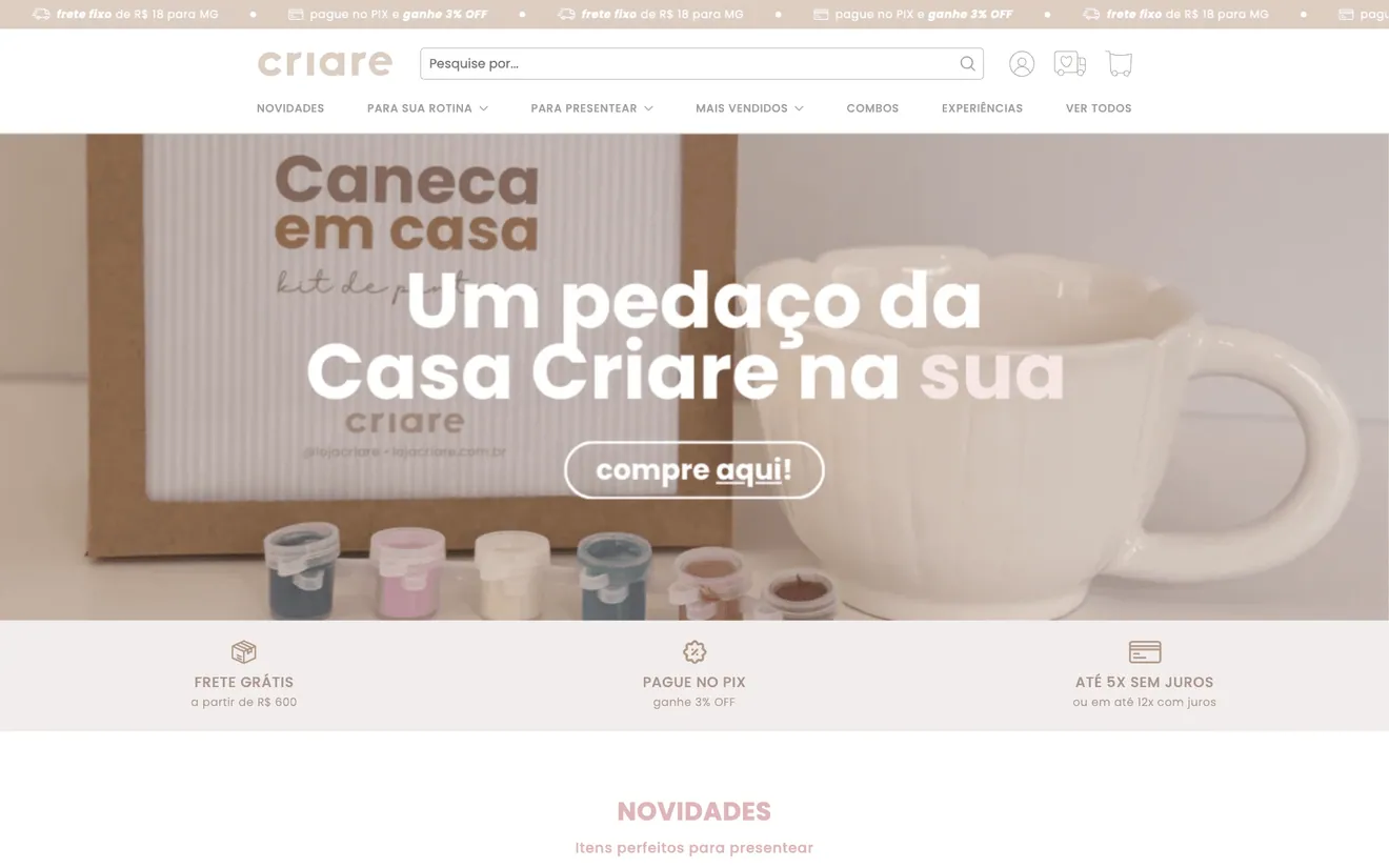 Primeira dobra da loja Criare