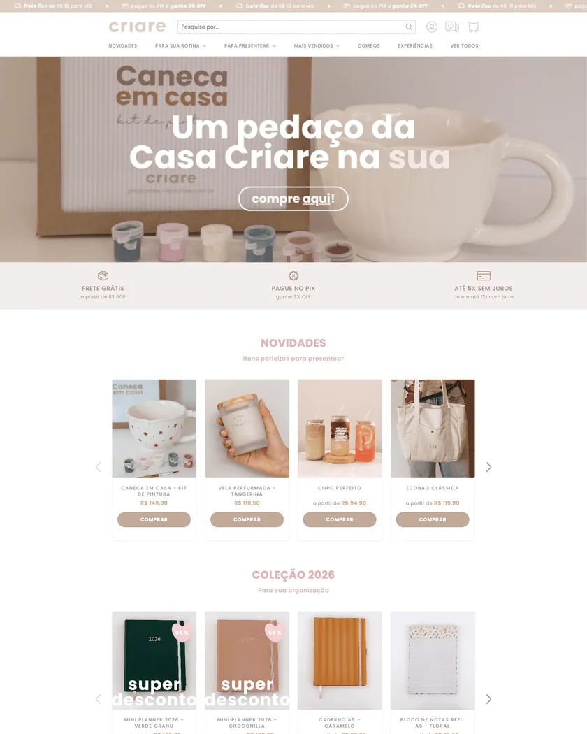 Primeira dobra da loja Criare